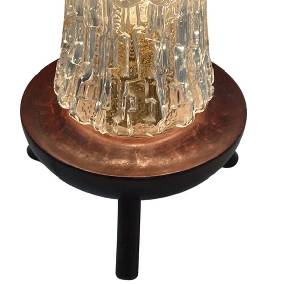 Image 1 of 1950’s - Table lamp of teak base and glass shade