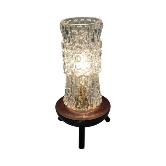 Image 1 of 1950’s - Table lamp of teak base and glass shade