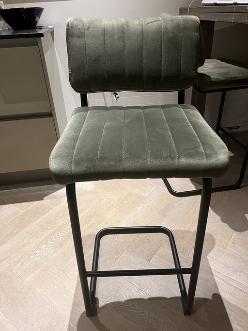 4x Byboo Barstools Green, Gray Velvet