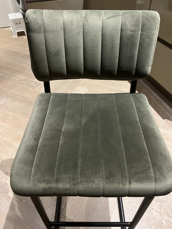 Image 1 of 4x Byboo Barstools Green, Gray Velvet