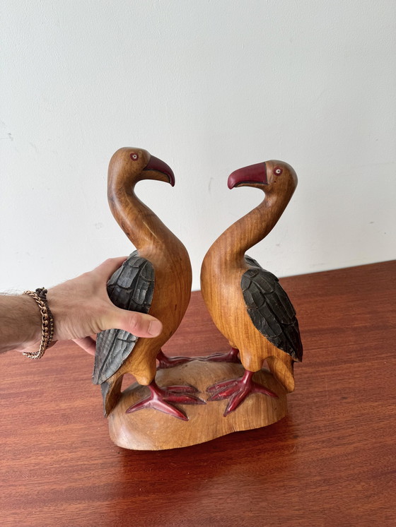 Image 1 of Small Wooden African Bird Sculpture