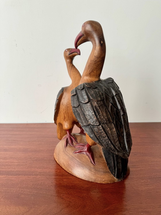 Image 1 of Small Wooden African Bird Sculpture