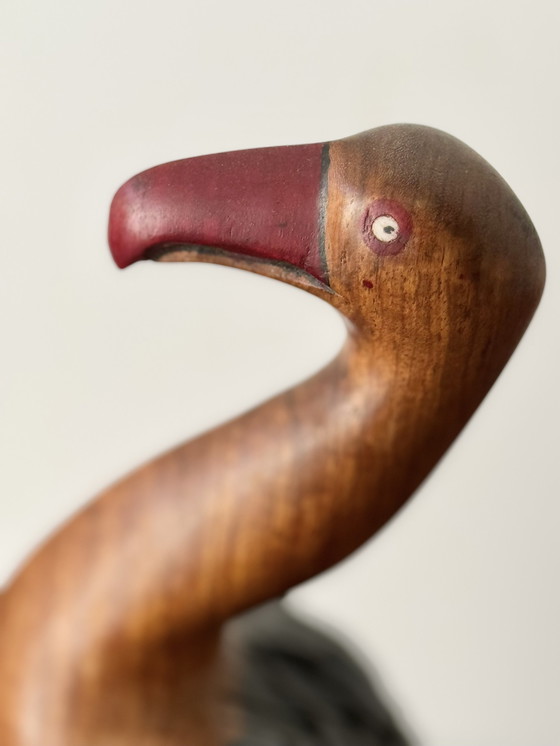 Image 1 of Small Wooden African Bird Sculpture