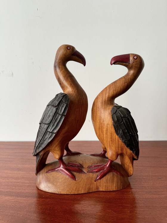 Image 1 of Small Wooden African Bird Sculpture