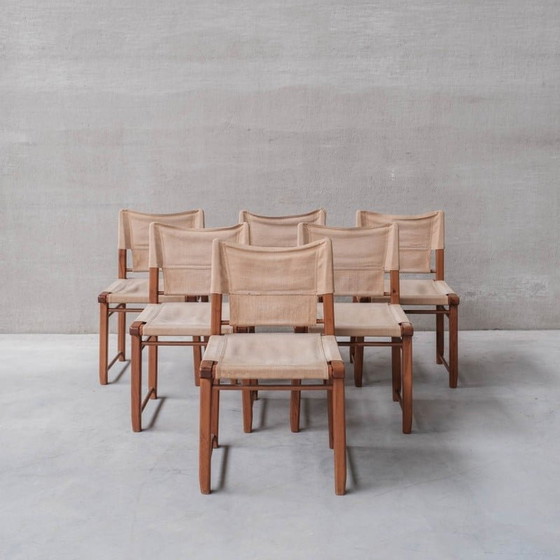 Image 1 of Set di 6 sedie vintage in legno e tessuto, Italia anni '70