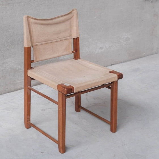 Image 1 of Set di 6 sedie vintage in legno e tessuto, Italia anni '70