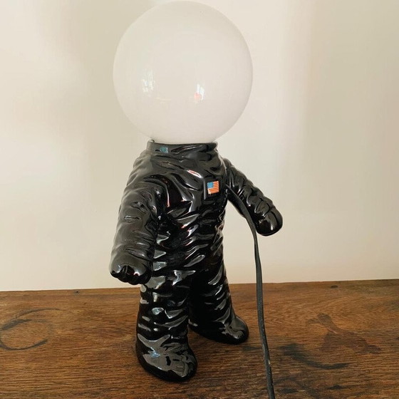 Image 1 of Vintage black ceramic astronaut lamp, 1980