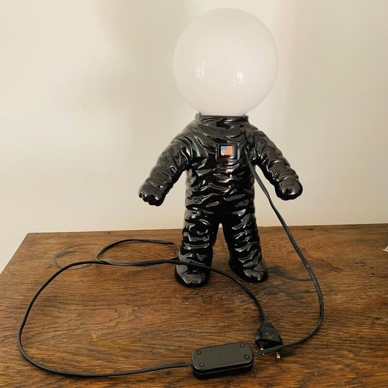 Image 1 of Vintage black ceramic astronaut lamp, 1980