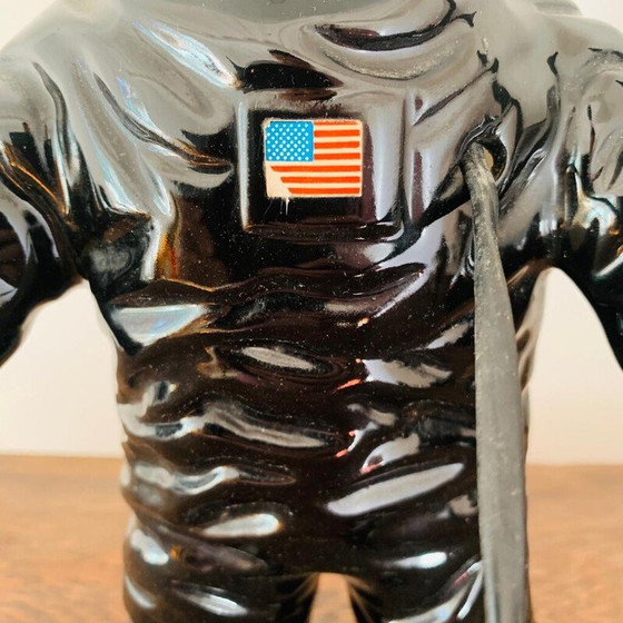 Image 1 of Vintage black ceramic astronaut lamp, 1980