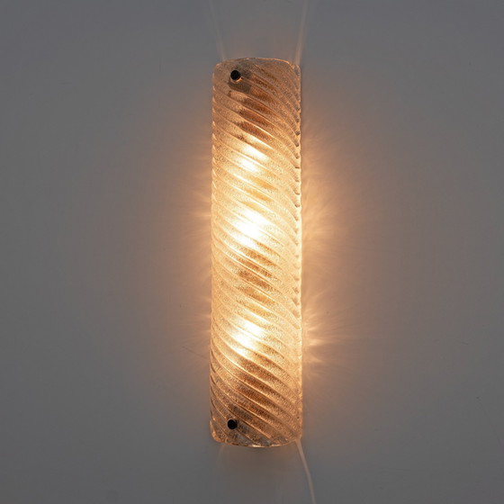 Image 1 of 2x Modern Murano Glass Smoked Twisted Sconces