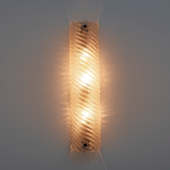 Image 1 of 2x Modern Murano Glass Smoked Twisted Sconces