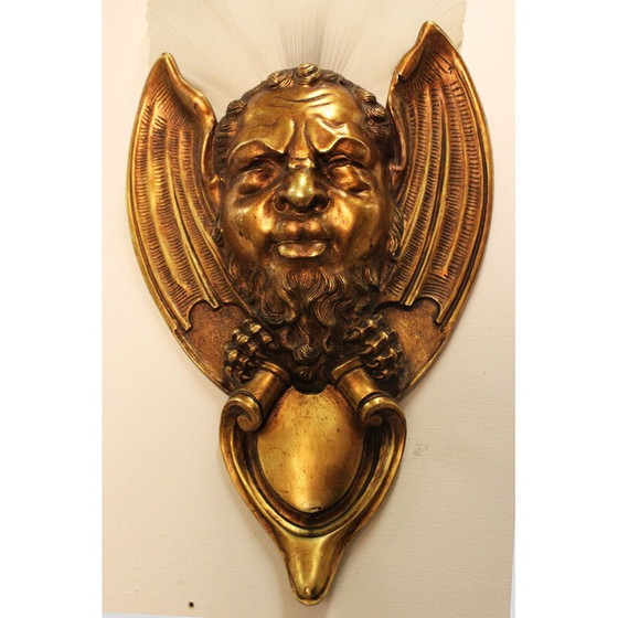 Image 1 of Pair of vintage Art deco bronze and glass wall lamps