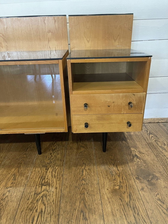 Image 1 of Modular desk set/sink cabinet by Mojmir Pozar with black glass top