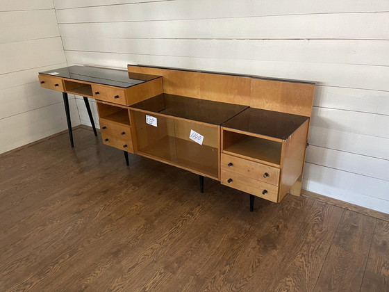 Image 1 of Modular desk set/sink cabinet by Mojmir Pozar with black glass top