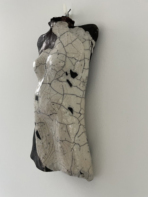 Unique Statue Female Torso - Raku, Ceramic, Signed