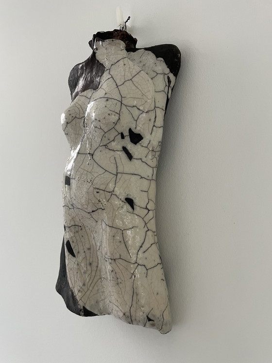 Image 1 of Unique Statue Female Torso - Raku, Ceramic, Signed