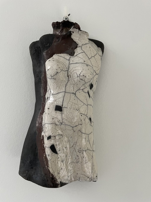 Unique Statue Female Torso - Raku, Ceramic, Signed