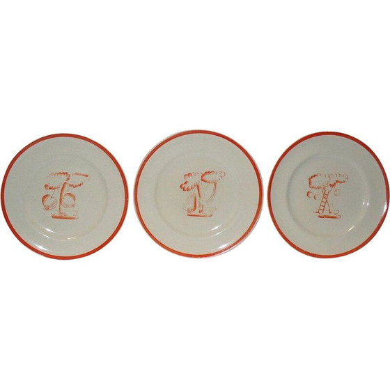 Image 1 of Set of 3 vintage plates by Gio Ponti for Richard Ginori, 1933