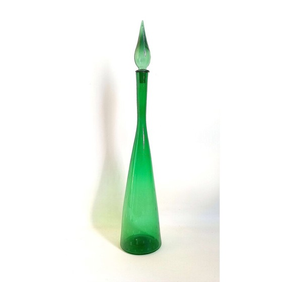 Image 1 of Caraffa vintage formato Genie in vetro soffiato verde scuro, Italia 1970
