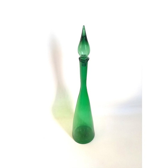 Image 1 of Caraffa vintage formato Genie in vetro soffiato verde scuro, Italia 1970