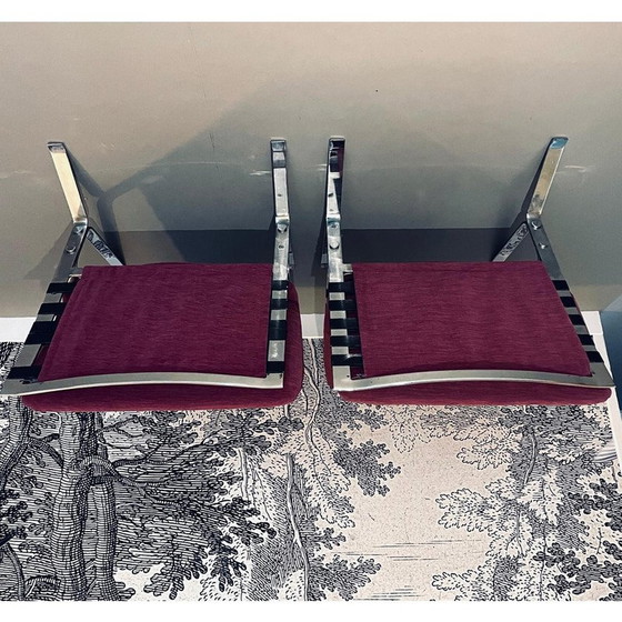 Image 1 of Pair of vintage Joker armchairs in chrome steel by Olivier Mourgue for Airborne International, 1970