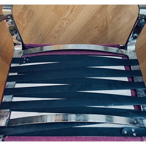 Pair of vintage Joker armchairs in chrome steel by Olivier Mourgue for Airborne International, 1970