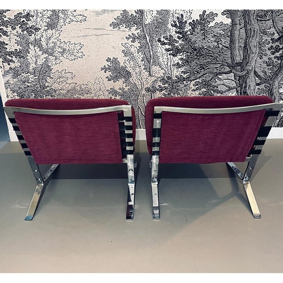 Image 1 of Pair of vintage Joker armchairs in chrome steel by Olivier Mourgue for Airborne International, 1970