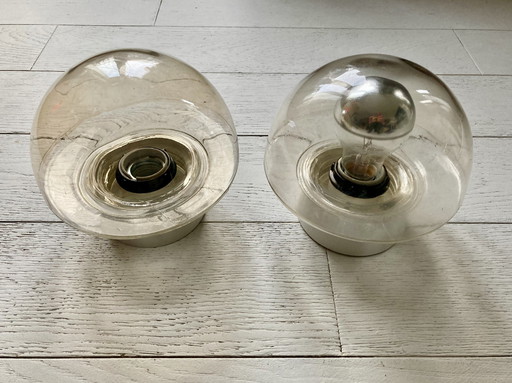 2x Glass Mushroom Wall Lights