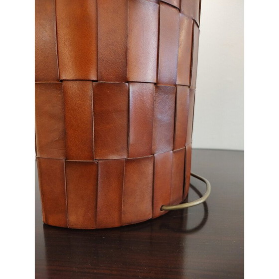 Image 1 of Vintage brown leather table lamp