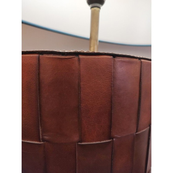 Image 1 of Vintage brown leather table lamp