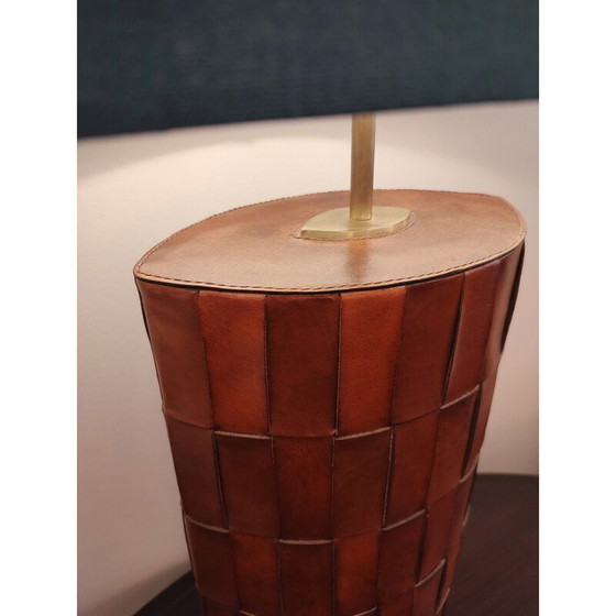 Image 1 of Vintage brown leather table lamp