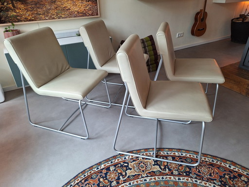 4X Leolux Spring Leather Design Chairs Chair Dining Room