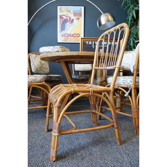 Image 1 of Mid century bamboo and rattan dining set, 1970s