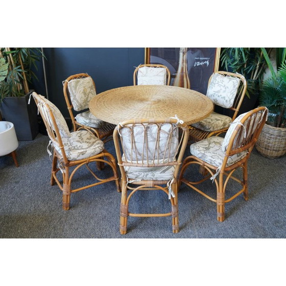 Image 1 of Mid century bamboo and rattan dining set, 1970s