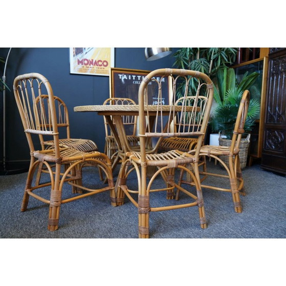 Image 1 of Mid century bamboo and rattan dining set, 1970s