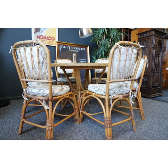 Image 1 of Mid century bamboo and rattan dining set, 1970s