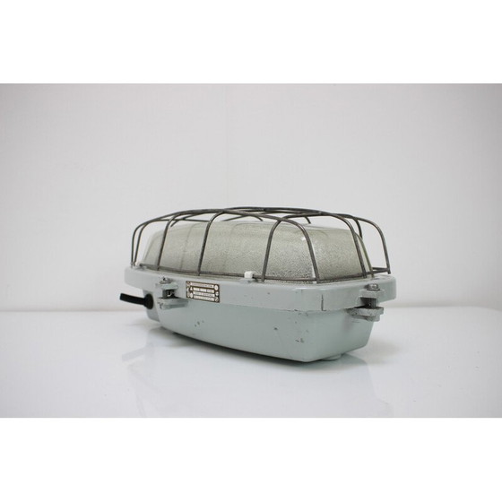 Image 1 of Lampada da soffitto industriale vintage tipo 511 32 01 in metallo e vetro, Cecoslovacchia 1990