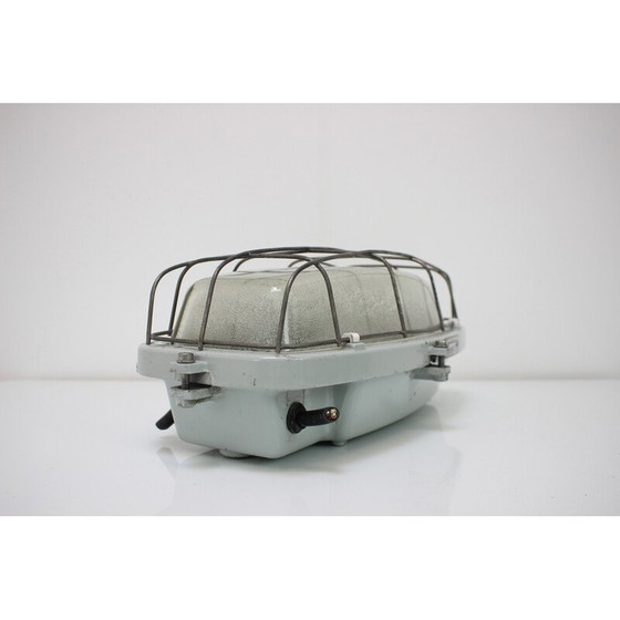 Image 1 of Lampada da soffitto industriale vintage tipo 511 32 01 in metallo e vetro, Cecoslovacchia 1990