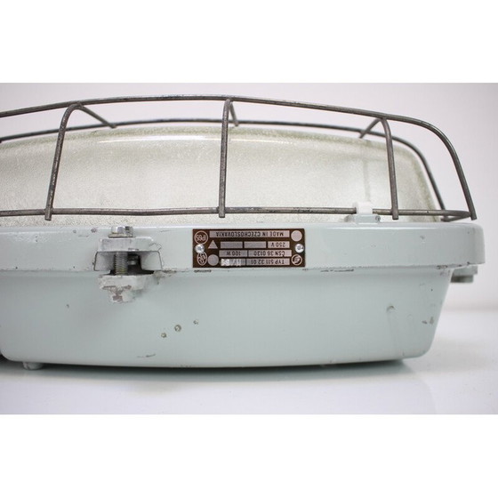 Image 1 of Lampada da soffitto industriale vintage tipo 511 32 01 in metallo e vetro, Cecoslovacchia 1990