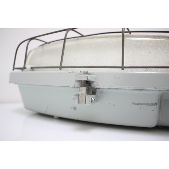 Image 1 of Lampada da soffitto industriale vintage tipo 511 32 01 in metallo e vetro, Cecoslovacchia 1990