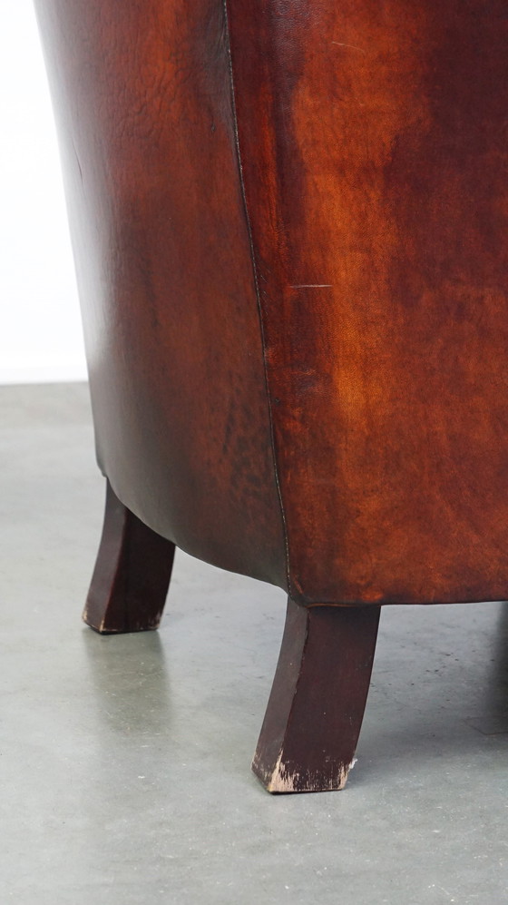 Image 1 of Dark brown sheep leather club chair