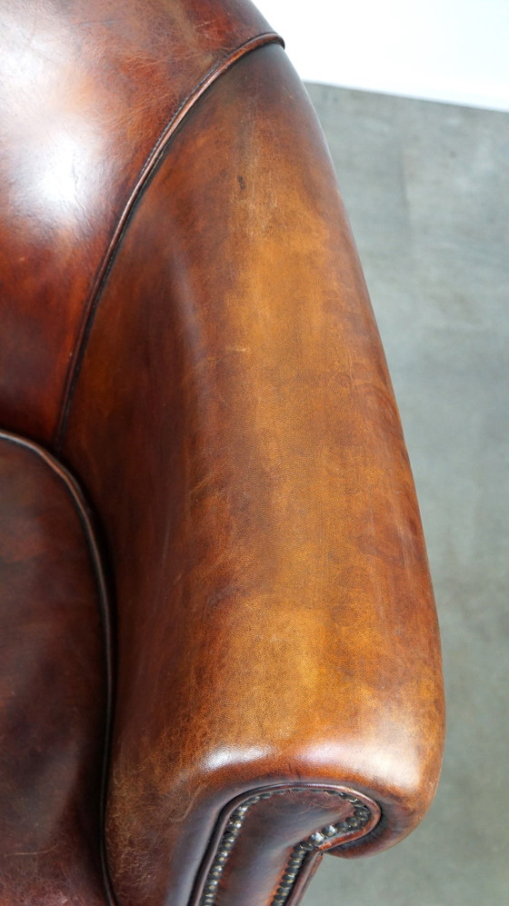 Image 1 of Dark brown sheep leather club chair