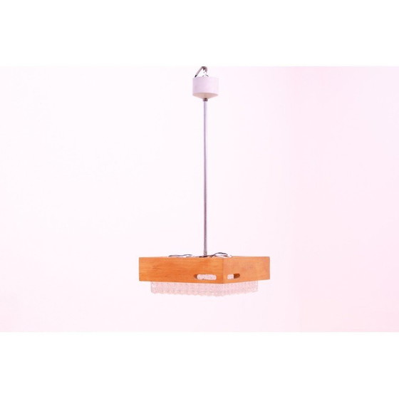 Image 1 of Lampada a sospensione vintage in vetro e cromo, Cecoslovacchia 1970