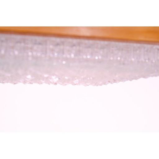 Vintage glass and chrome pendant lamp, Czechoslovakia 1970