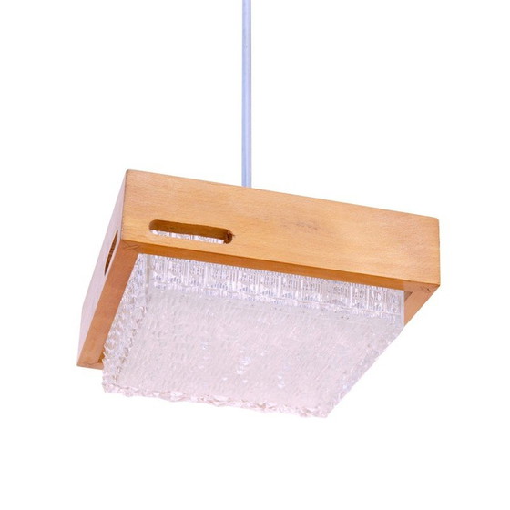 Image 1 of Lampada a sospensione vintage in vetro e cromo, Cecoslovacchia 1970