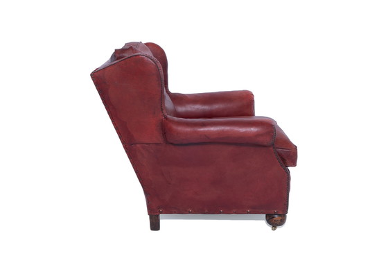 Image 1 of Antique English wing chair