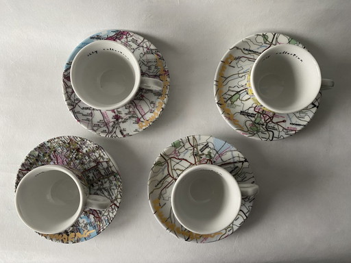 4 X Espresso Cup And Saucer Illy Art Collection