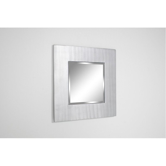 Image 1 of Specchio quadrato vintage in fusione di alluminio di Lorenzo Burchiellaro, 1970