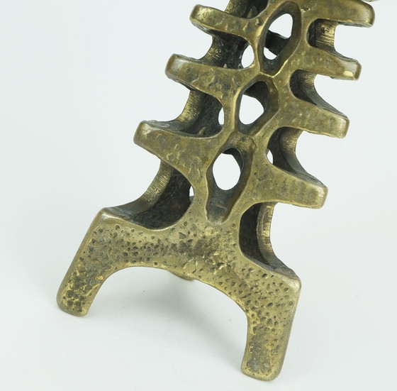 Image 1 of 1960S 70S Mid Century Brutalist Brass Candleholder For One Big Candle