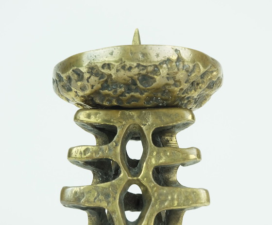 Image 1 of 1960S 70S Mid Century Brutalist Brass Candleholder For One Big Candle